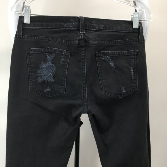 CURRENT ELLIOTT The Stiletto Black Shredded Distressed Ankle/Crop 5 Pocket Jeans - Picture 11 of 13